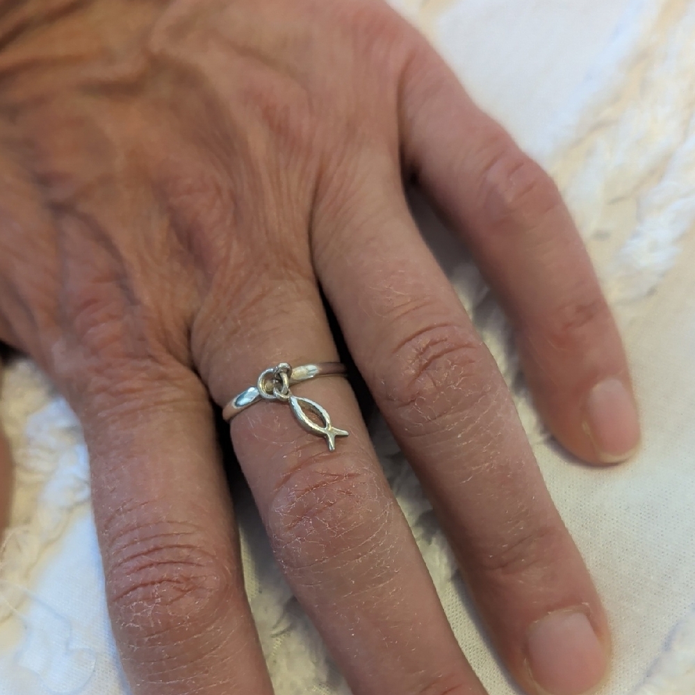 Silver Fish Charm Ring